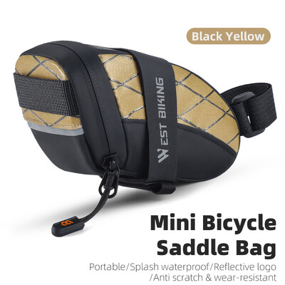 WEST BIKING Biciklistička torba za sedlo Mini prijenosna PU vodoodbojna torba za bicikl ispod sjedala Reflektirajuće torbe za alat Biciklistička 3D bisagena torba