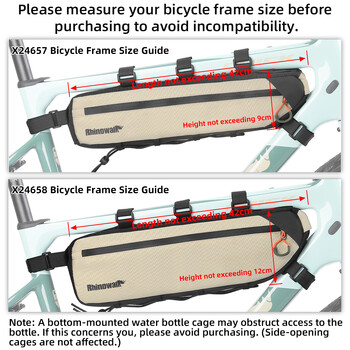 Водоустойчива чанта Rhinowalk Bike Frame Bag 2.1L/2.7L велосипедна триъгълна чанта под тръбата с долна еластична система за свързване