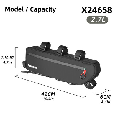 Rhinowalk torba za okvir bicikla vodootporna 2.1L/2.7L biciklistička trokutasta torba ispod cijevi s dnom elastičnim sustavom vezivanja