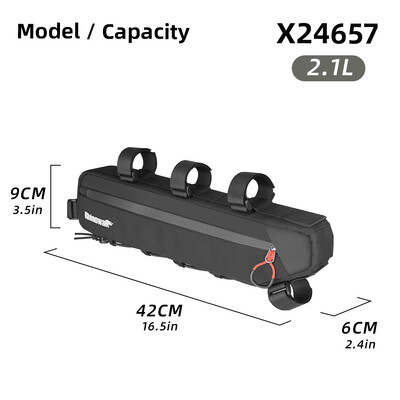 Rhinowalk torba za okvir bicikla vodootporna 2.1L/2.7L biciklistička trokutasta torba ispod cijevi s dnom elastičnim sustavom vezivanja