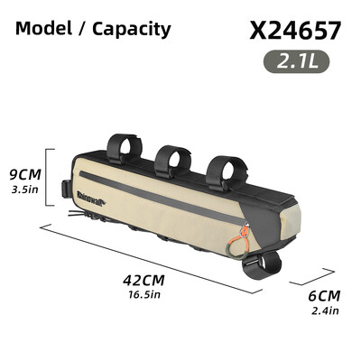 Rhinowalk torba za okvir bicikla vodootporna 2.1L/2.7L biciklistička trokutasta torba ispod cijevi s dnom elastičnim sustavom vezivanja