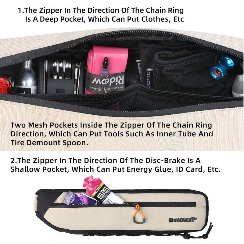 Rhinowalk torba za okvir bicikla vodootporna 2.1L/2.7L biciklistička trokutasta torba ispod cijevi s dnom elastičnim sustavom vezivanja