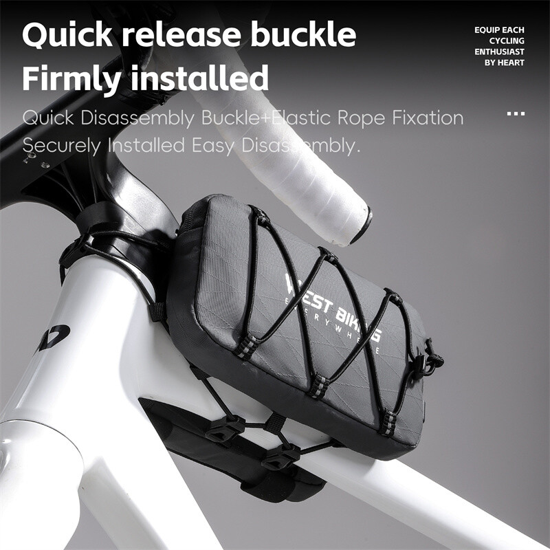 WEST BIKING Višenamjenska torba za gornju cijev za bicikl, kopča, torba s fiksnim prednjim okvirom, višenamjenska torbica s elastičnim trakama i remenom za rame