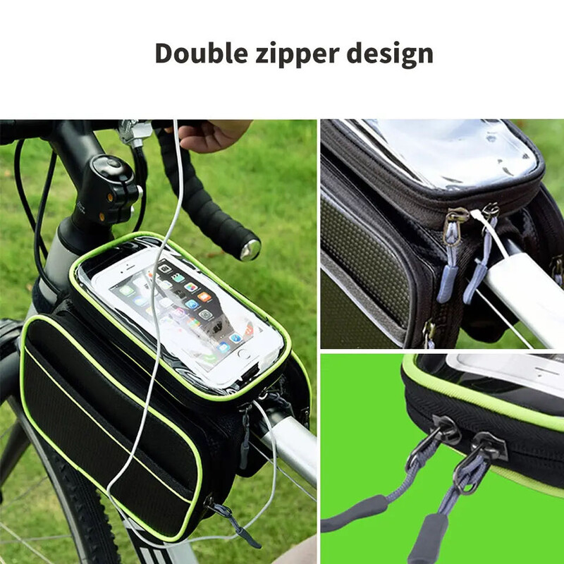 Torba s prednjom cijevi okvira MTB cestovnog bicikla Vodootporna, velikog kapaciteta, TPU osjetljiv na dodir, biciklistička torba za držač telefona