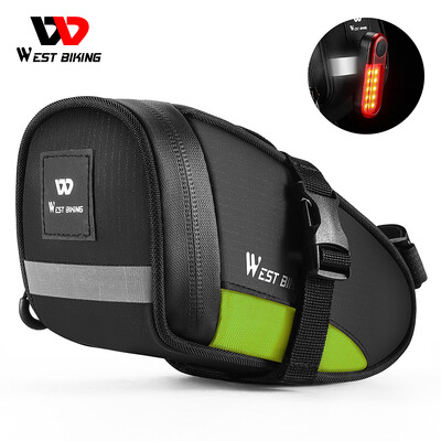 WEST BIKING Prijenosna 1.2L reflektirajuća biciklistička stražnja torba Ultralagana biciklistička torba za sjedalo za pohranu Vodootporna stražnja torba sa stražnjim svjetlom