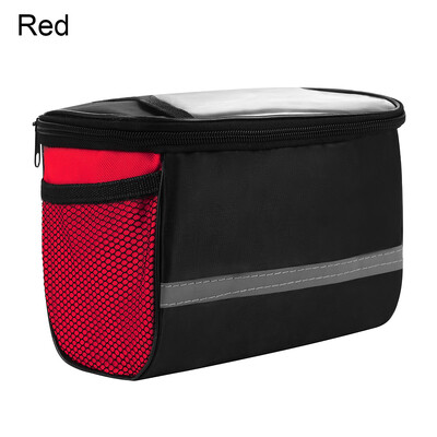 1 buc. Genți pentru ciclism din pânză Oxford, bandă reflectorizantă de siguranță pentru ghidon de bicicletă, geantă cu fermoar, tub din față pentru bicicletă, accesoriu pentru coș