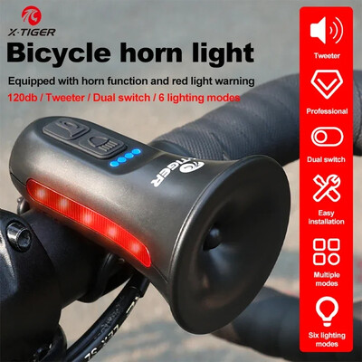 X-TIGER Electronic Bicycle Horn Warning Siren Bicycle Bell Εξωτερική αδιάβροχη διάρκεια ζωής μπαταρίας 6 ωρών για ποδήλατα Road Mountain