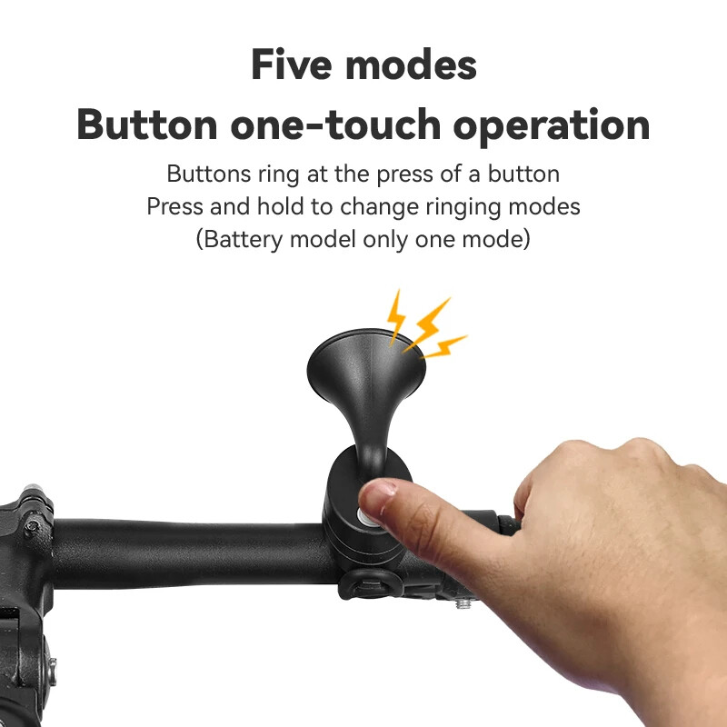 Elektronický zvonček na bicykel, klaksón pre elektrobicykel, hlasný výstražný zvuk 120 dB, nabíjateľný cez USB, vodotesný zvonček IPX4, pre cestný a horský bicykel