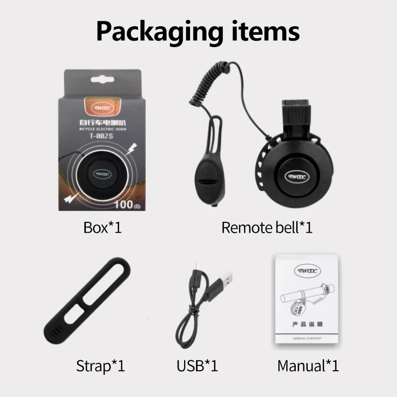 TWOOC T-002S MTB cestovni bicikl Elektronsko zvonce USB punjenje Biciklizam Audio Upravljač bicikla Sirena Sigurnosno upozorenje Alarm Truba