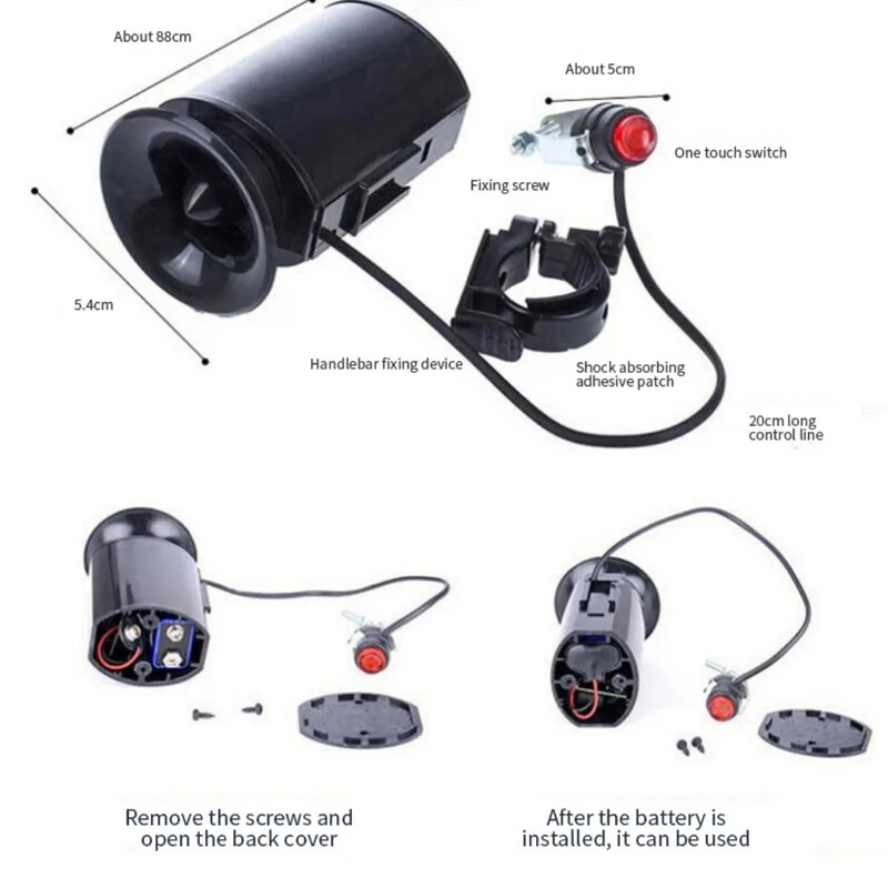 6-zvučno zvono za bicikl Elektronički jaki glasni alarm Sirene Sigurnost Ultra-glasan Vodootporni alarm za bicikl Upozorenje Dodaci za biciklizam