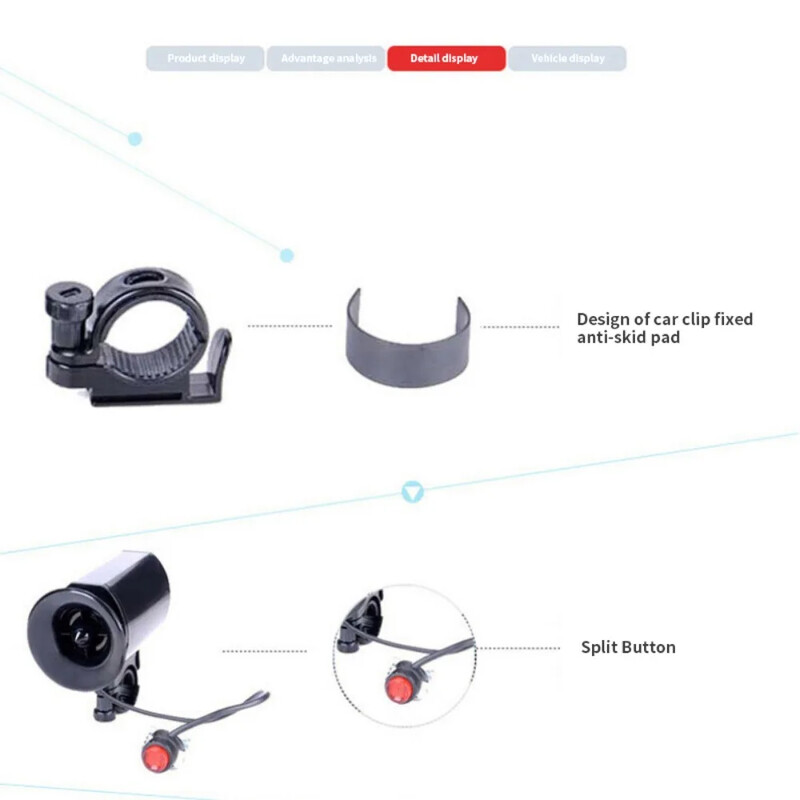 6-zvučno zvono za bicikl Elektronički jaki glasni alarm Sirene Sigurnost Ultra-glasan Vodootporni alarm za bicikl Upozorenje Dodaci za biciklizam