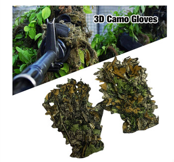 Hunting Ghillie Gloves Camouflage Suit Gloves Bionic Leafy Camouflage Headwear for Jungle Wildlife Photography Camo