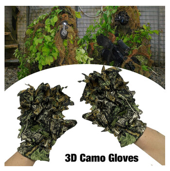 Hunting Ghillie Gloves Camouflage Suit Gloves Bionic Leafy Camouflage Headwear for Jungle Wildlife Photography Camo