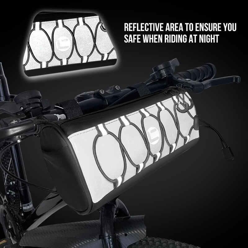 Vodootporna torba za upravljač bicikla - torba za upravljač bicikla s velikim reflektirajućim područjem i trakama, prednja torbica s vodootpornim patentnim zatvaračem