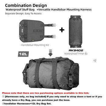 Rhinowalk Bilke Handlebar Harnesses 12L Dry Bag Αδιάβροχη αποσπώμενη μπροστινή τσάντα μεγάλου μεγέθους βάση στήριξης Fit MTB Road Bicycle Cycling