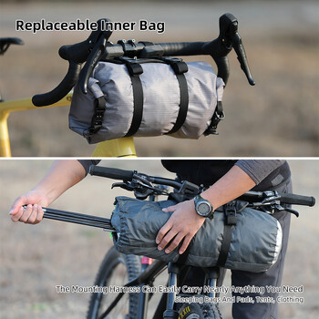 Rhinowalk Bilke Handlebar Harnesses 12L Dry Bag Αδιάβροχη αποσπώμενη μπροστινή τσάντα μεγάλου μεγέθους βάση στήριξης Fit MTB Road Bicycle Cycling