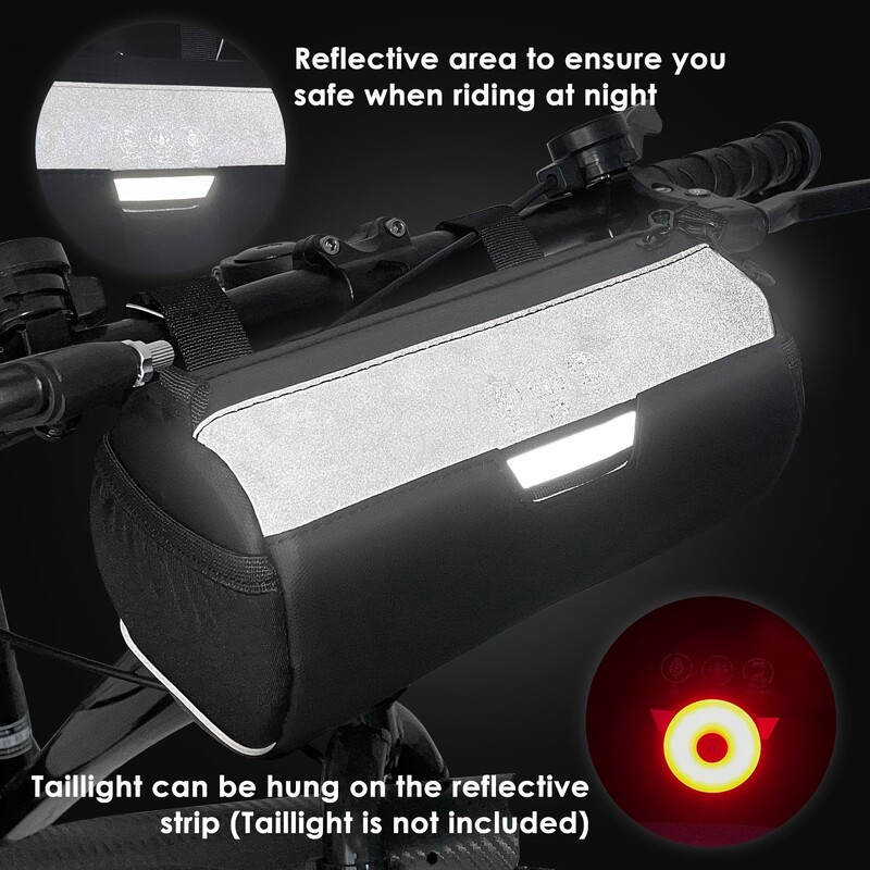 Geantă pentru ghidon bicicletă impermeabilă - Geantă pentru ghidon pentru bicicletă cu suprafață reflectorizantă mare, husă față pentru bicicletă cu fermoar rezistent la apă