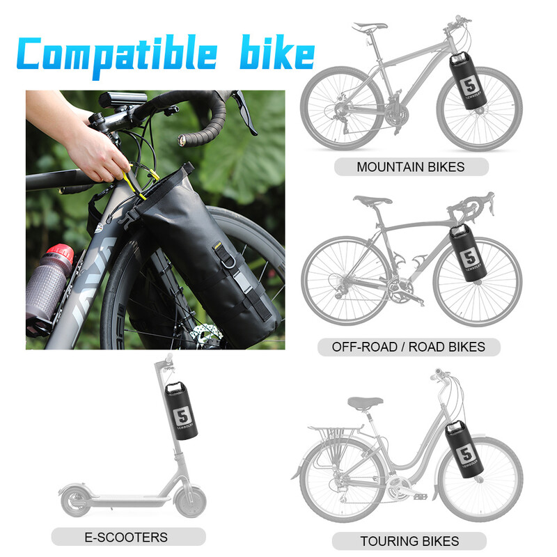 Velosipēda priekšējā dakšu soma āra ūdensnecaurlaidīga soma 5 L ietilpība šosejas kalnu velosipēdam tālsatiksmes ceļojumu soma Velosipēdu komplekts Velosipēdu nodalījums