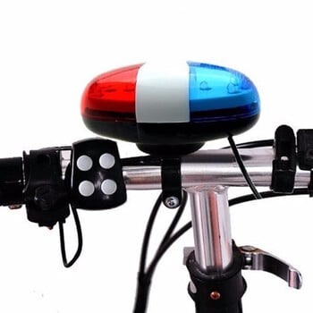 6 LED Bike Police Front Light Предупредителна сирена Колоездене Електрически клаксон Камбана 4 тона Велосипедна лампа Електронен клаксон Аксесоари за каране