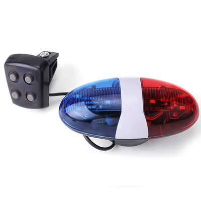 6 LED-uri Bicicletă Poliție Lumină față Sirenă de avertizare claxon electric clopoțel 4 tonuri Lampă pentru claxon electronic Accesorii pentru călărie