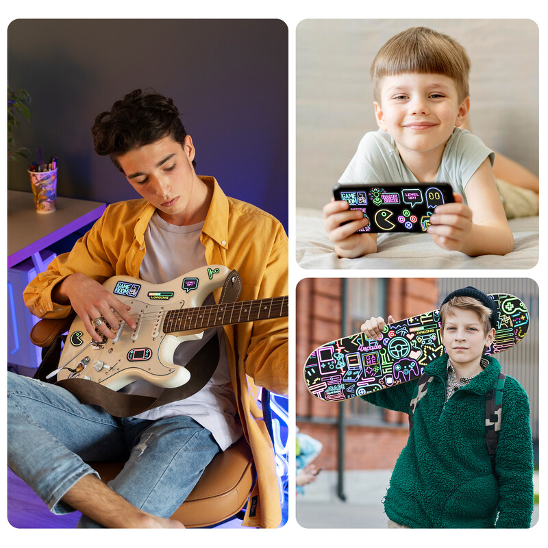 Neonske naljepnice s grafitima koji svijetle u mraku 65 KOM Svjetleće naljepnice s lubanjom radnika Samoljepljive fluorescentne ukrasne naljepnice