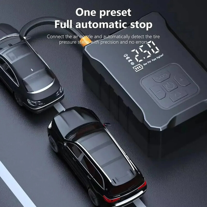 Mini automobilska zračna pumpa Prijenosni digitalni zaslon Bežični zračni kompresor 150PSI Brzo napuhavanje za igračke za bazen Motociklističke gume