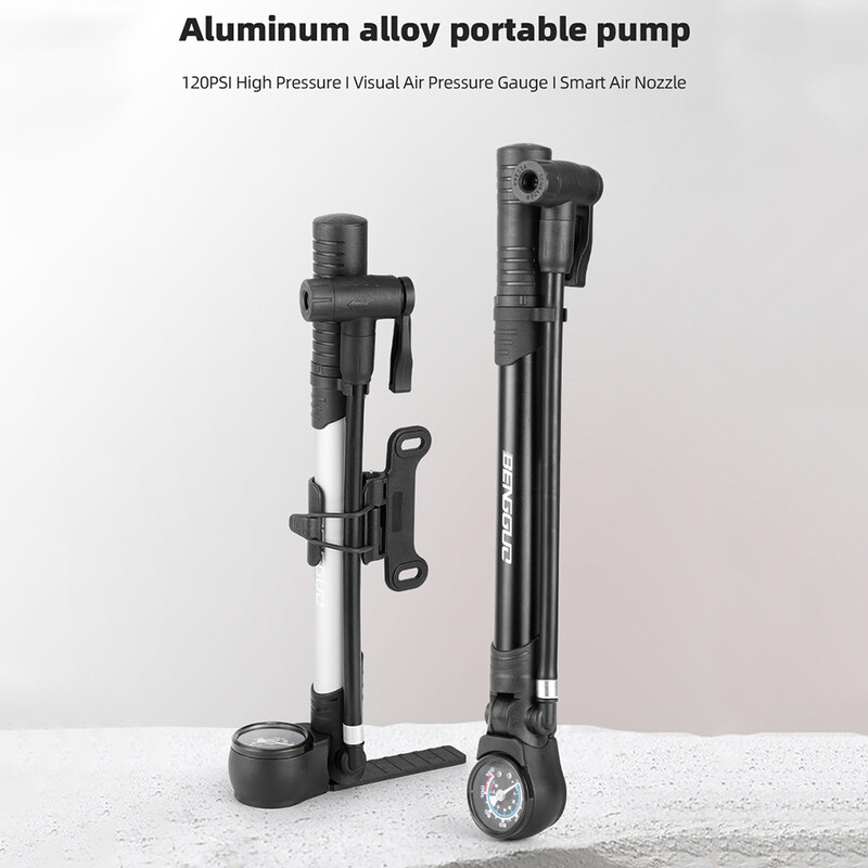 BENGGUO prijenosna pumpa za napuhavanje guma za bicikle za biciklizam pod visokim pritiskom - mjerač + univerzalna kompatibilnost