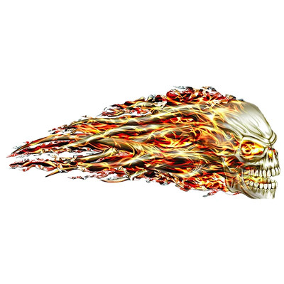 OFK 3D Hellion Tear Skull Vatrena ruža Ogrebotine Pokidane metalne naljepnice za automobil Ogrebotine na poklopcu PVC naljepnice za prtljažnik.