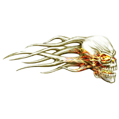 OFK 3D Hellion Tear Skull Vatrena ruža Ogrebotine Pokidane metalne naljepnice za automobil Ogrebotine na poklopcu PVC naljepnice za prtljažnik.