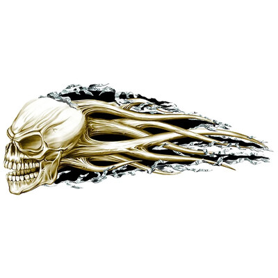 OFK 3D Hellion Tear Skull Vatrena ruža Ogrebotine Pokidane metalne naljepnice za automobil Ogrebotine na poklopcu PVC naljepnice za prtljažnik.