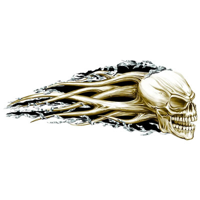 OFK 3D Hellion Tear Skull Vatrena ruža Ogrebotine Pokidane metalne naljepnice za automobil Ogrebotine na poklopcu PVC naljepnice za prtljažnik.