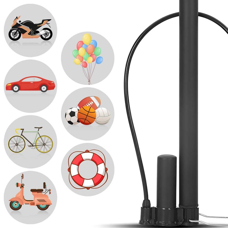 Pompă portabilă pentru biciclete Pompă de aer multifuncțională manuală pentru biciclete pentru baschet Supapă de umflare a anvelopei Pompă de podea Accesorii pentru ciclism