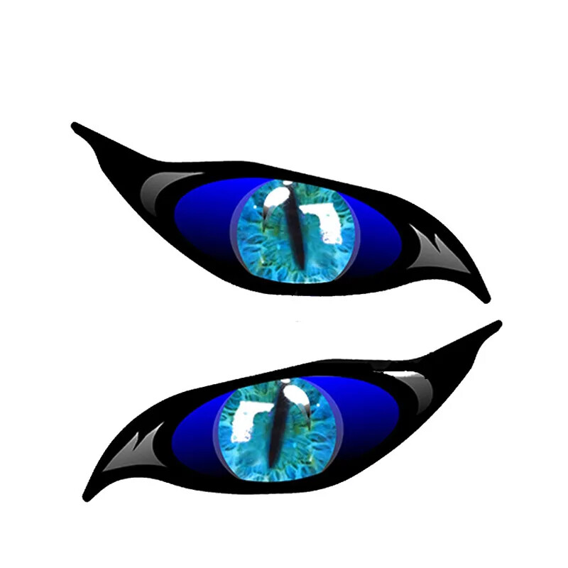 Autómatrica 2 X Personality Red Blue Evil Eye Zombie fényvédő vízálló matrica PVC visszapillantó tükörhöz, 13cm*5cm