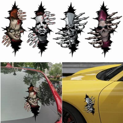 Стикер за кола Horror Characters Skull Force Open from Cracked Series Car Styling Автомобилен прозорец Каросерия Хелоуин Decal Decoration