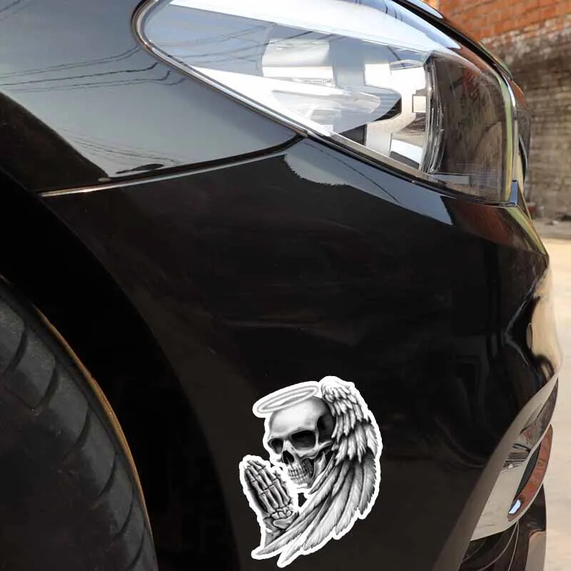 Autocolante pentru mașină Îngeri cu craniu Decorație pentru mașini și motociclete Husă zgârieturi impermeabilă și protecție solară PVC, 13cm*10cm