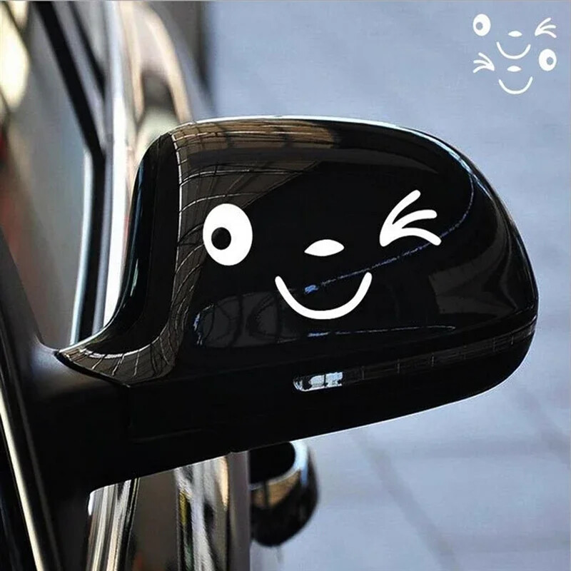 2kom naljepnica za automobil Reflektirajuća naljepnica za retrovizor sa slatkim osmijehom Dizajn automobila Crtić Naljepnica s nasmiješenim očima i licem Naljepnica za sve automobile