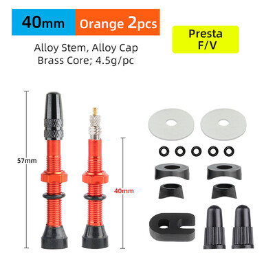 Deemount 2PCS Bicycle Tubeless Tire Presta Valve Brass Core Προαιρετικό στέλεχος από κράμα ορείχαλκου 40/60/80/100/120mm W/ Καπάκι & εργαλείο κράματος