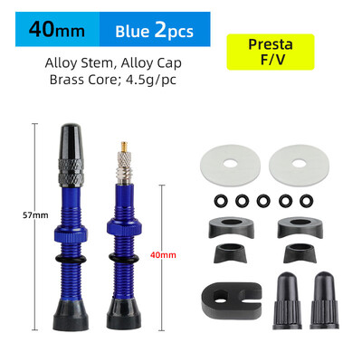 Deemount 2PCS Bicycle Tubeless Tire Presta Valve Brass Core Προαιρετικό στέλεχος από κράμα ορείχαλκου 40/60/80/100/120mm W/ Καπάκι & εργαλείο κράματος