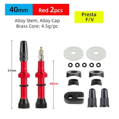 Deemount 2PCS Bicycle Tubeless Tire Presta Valve Brass Core Προαιρετικό στέλεχος από κράμα ορείχαλκου 40/60/80/100/120mm W/ Καπάκι & εργαλείο κράματος