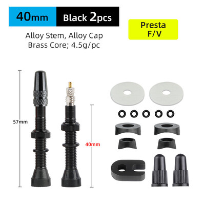 Deemount 2PCS Bicycle Tubeless Tire Presta Valve Brass Core Προαιρετικό στέλεχος από κράμα ορείχαλκου 40/60/80/100/120mm W/ Καπάκι & εργαλείο κράματος
