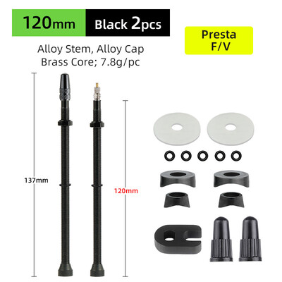 Deemount 2PCS Bicycle Tubeless Tire Presta Valve Brass Core Προαιρετικό στέλεχος από κράμα ορείχαλκου 40/60/80/100/120mm W/ Καπάκι & εργαλείο κράματος