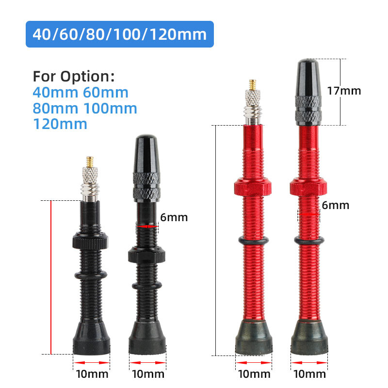 Deemount 2PCS Bicycle Tubeless Tire Presta Valve Brass Core Προαιρετικό στέλεχος από κράμα ορείχαλκου 40/60/80/100/120mm W/ Καπάκι & εργαλείο κράματος