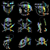 Vinilna naljepnica za automobil Zanimljivo Go Pike Hunter Životinja i skll Smiješna naljepnica Decal Reflektirajući laserski motocikl Stil automobila