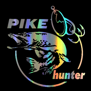 Стикер за кола Винил Интересен Go Pike Hunter Animal and skll Забавен стикер Decal Отразяващ лазерен мотоциклет Автомобилен стайлинг