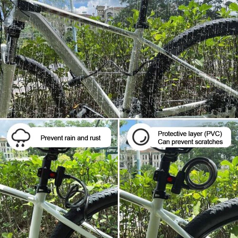 Metalna sigurnosna brava za bicikl od čelične žice od 90 cm Univerzalna protuprovalna brava za bicikl Sigurnosni kabel za bravu od žice za motocikl s 2 ključa