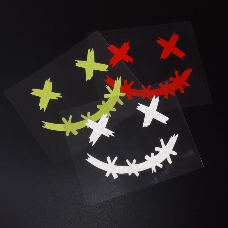 Αυτοκόλλητα κράνους μοτοσικλέτας Ανακλαστικά αδιάβροχα αυτοκόλλητα προσώπου χαμόγελου