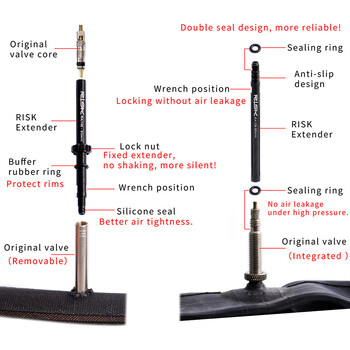 RISK Шосеен велосипед Велосипедно колело 45 mm 80 mm френски клапан Подвижен удължител Presta Valve Удължител на гума Капачка Core Adapter Удължителен прът