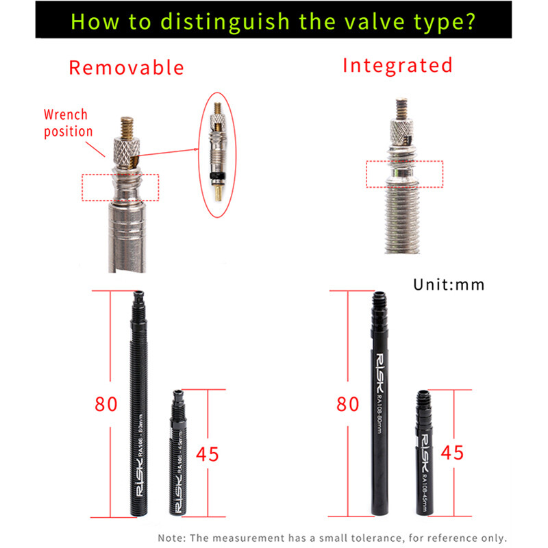 RISK Cestovni bicikl Biciklistički kotač 45 mm 80 mm Francuski ventil Uklonjivi produžetak Presta ventil Kapica produžetka gume Adapter jezgre Produžna šipka