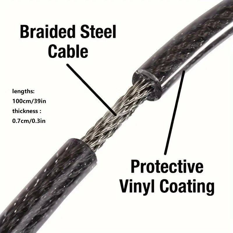 Protuprovalna kodna brava za bicikl, sklopiva 4-znamenkasta lozinka, kombinirana biciklistička brava, sigurnosna brava za bicikl otporna na čeličnu žicu od 1 m