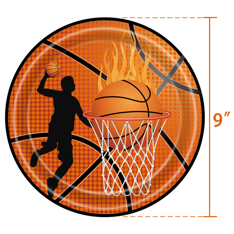 Basketbola sporta tēma Dzimšanas dienas ballītes galda piederumu komplekts Papīra krūzes Papīra šķīvji Papīra dvieļi Nazis Dakša Karote Pieaugušo ballītes dekorēšana